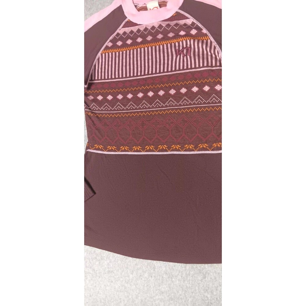 Kari Traa Perle Wool Blend Long Sleeve Base Layer XS Jacquard Knit Nordic Style - Picture 7 of 13